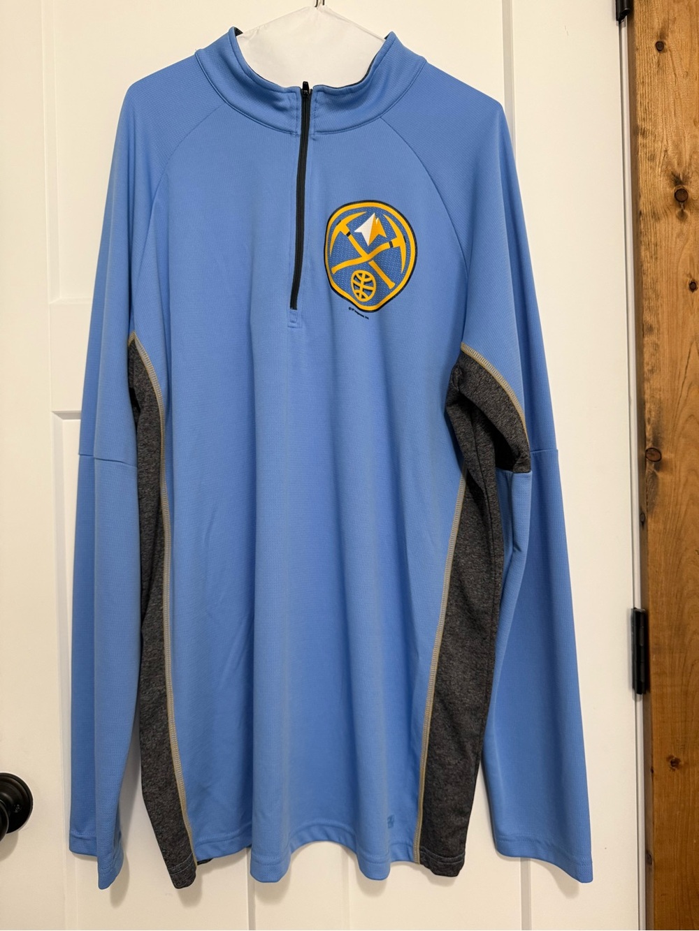Light Blue Denver Nuggets 1/4 Zip Pullover with Grey Panels